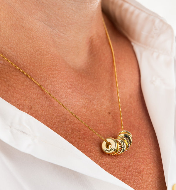 KAYA sieraden Donut necklace | 3 birthstones & name charms