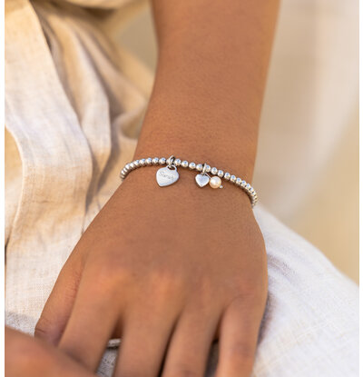 KAYA sieraden Bracelet 'Cute Balls' Engrave Heart & Pearl & Heart