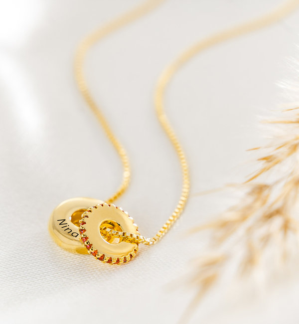 KAYA sieraden Necklace with Birthstone & Name Charm