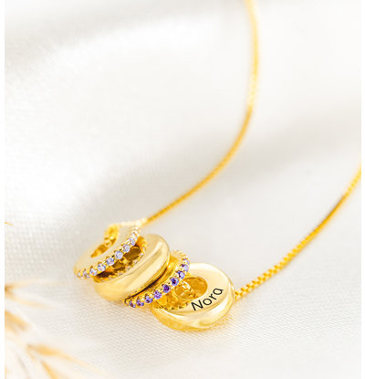 KAYA sieraden Necklace with 2 birthstones & name charms