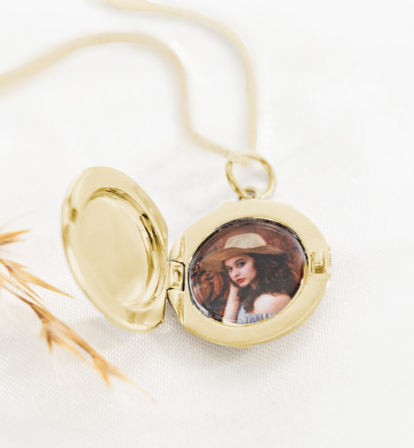 Gegraveerde sieraden Necklace with Photo ‘Round Locket’