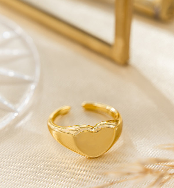 KAYA sieraden Stainless Steel Signet Ring 'Chunky Heart'
