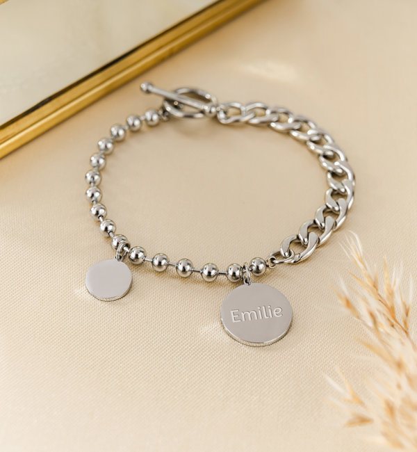 KAYA sieraden Bracelet with Engraving 'Cute Balls' | Stainless Steel