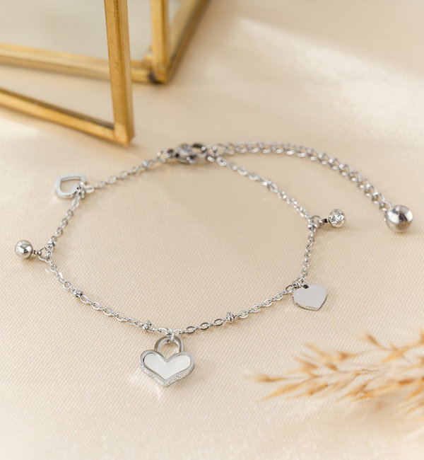 KAYA sieraden Charm bracelet with Hearts | Stainless Steel