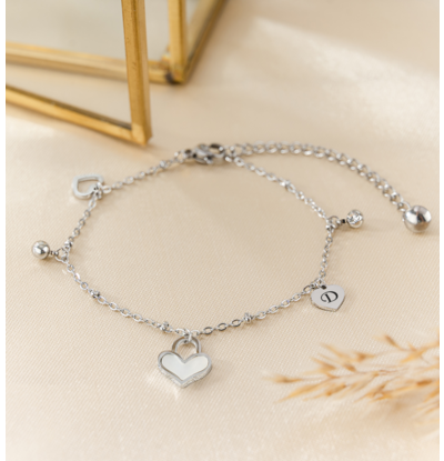 KAYA sieraden Bedelarmband met Initiaal Gravure | Stainless Steel