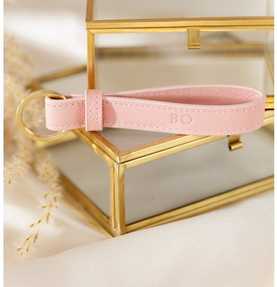 KAYA sieraden Sleutelhanger Leer 'Lus' met Naam | Nude