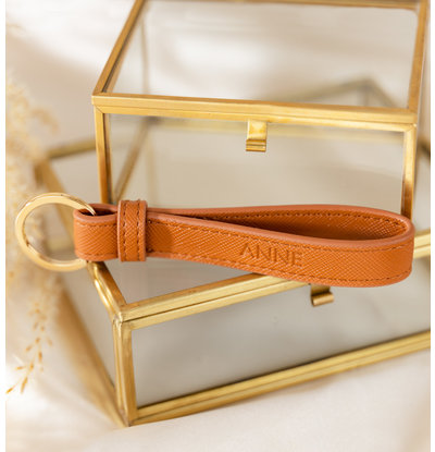 KAYA sieraden Sleutelhanger Leer 'Lus' met Naam | Nude