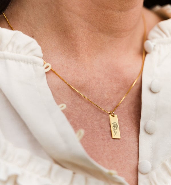 KAYA sieraden Ketting met Geboortebloem 'Bar'