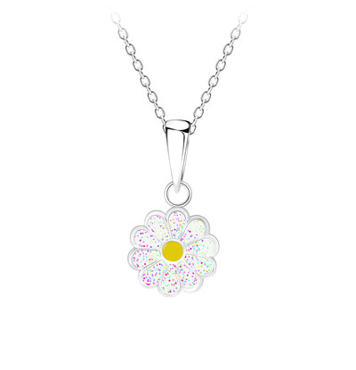 KAYA sieraden Silver children’s necklace ‘Daisy’ with glitter