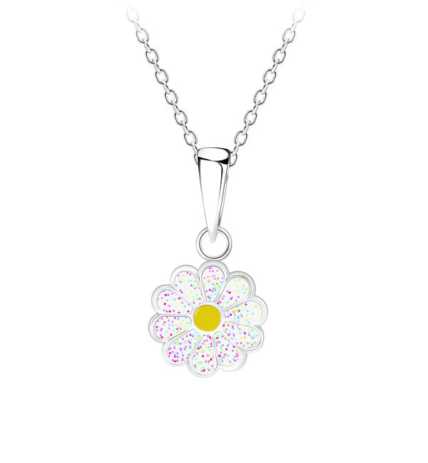 KAYA sieraden Silver children’s necklace ‘Daisy’ with glitter