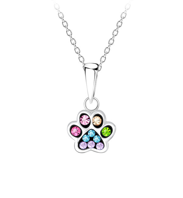 KAYA sieraden Silver Children's Necklace 'Glitter Paw'