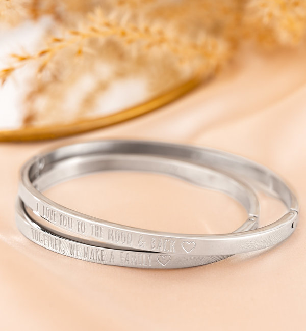 KAYA sieraden Set of 2 Slave bracelets 'Together, we make a family ♡'