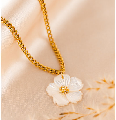 KAYA sieraden Necklace with Mother of Pearl Flower | Stainless Steel