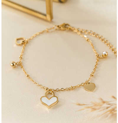 KAYA sieraden BLACK FRIDAY Bedelarmbandje met Hartjes