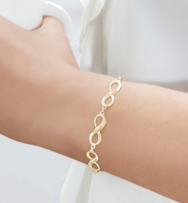 KAYA sieraden Gepersonaliseerde Armband '5x Infinity'