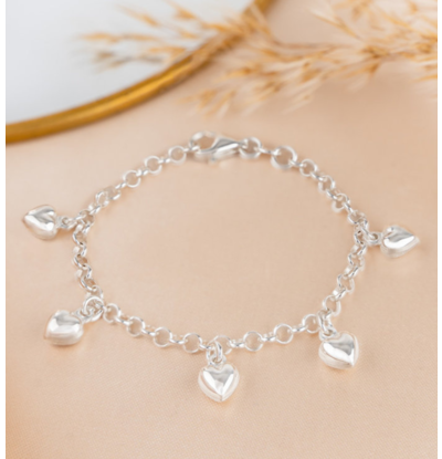 KAYA sieraden Charm bracelet 5 Hearts I Sterling Silver