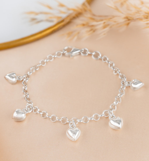 KAYA sieraden Bedelarmband 5 Hartjes I Sterling Zilver