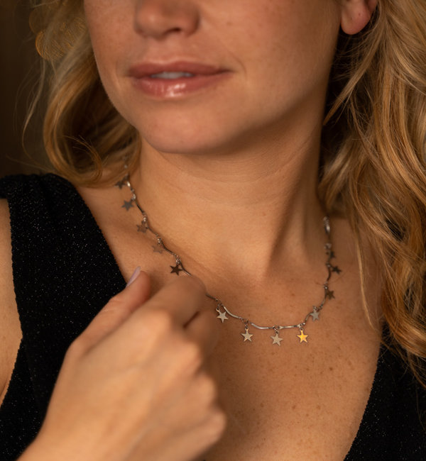 KAYA sieraden Ketting kleine Sterren 'Sparkling' | Stainless Steel