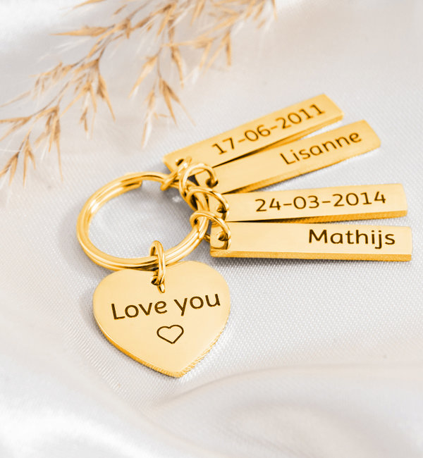 KAYA sieraden Keychain Heart with Name Charms | Compose yourself