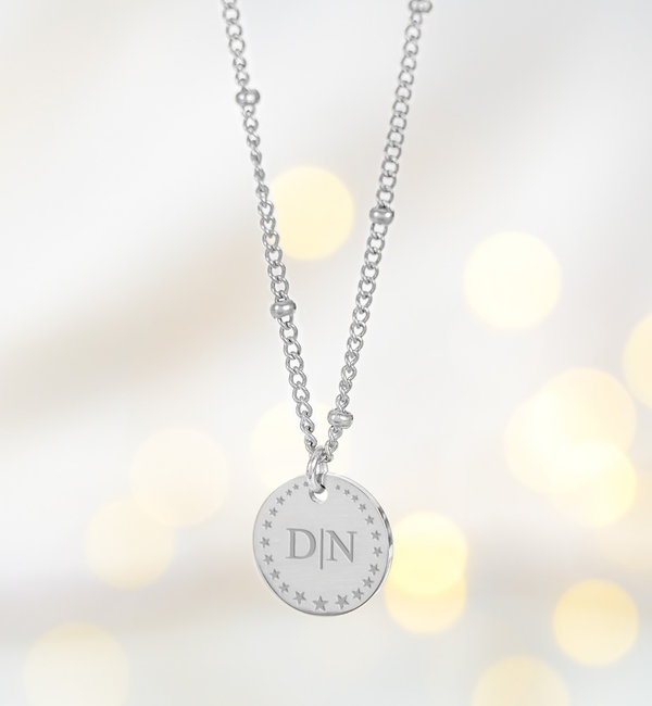 KAYA sieraden Personalized Necklace with Stars and Initials 'Shining Stars' | Stainless Steel