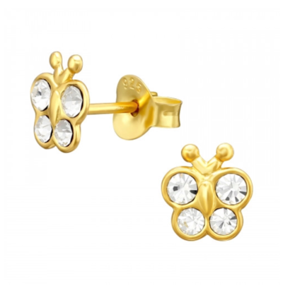 KAYA sieraden Kinderoorbellen 'Crystal Butterfly' | Verguld