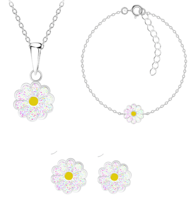 KAYA sieraden Silver set ‘Daisy’ with necklace, bracelet, and earrings