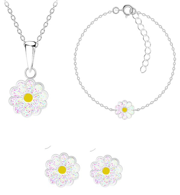 KAYA sieraden Silver set ‘Daisy’ with necklace, bracelet, and earrings
