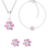 KAYA sieraden Zilveren set 'Crystal Flower' met ketting, armbandje en oorbellen