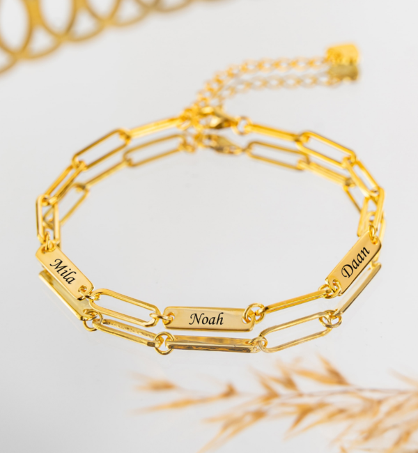 KAYA sieraden Personalized Link Bracelet with 3 Names 'Closed Forever'