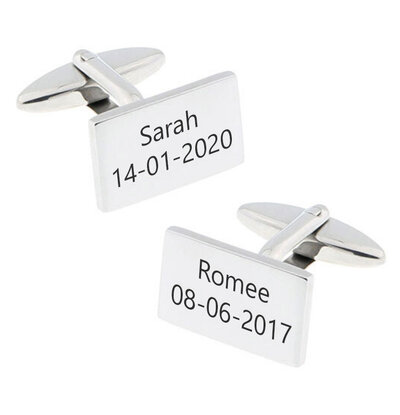 KAYA sieraden Stainless Steel cufflinks ‘Rectangle’ with engraving