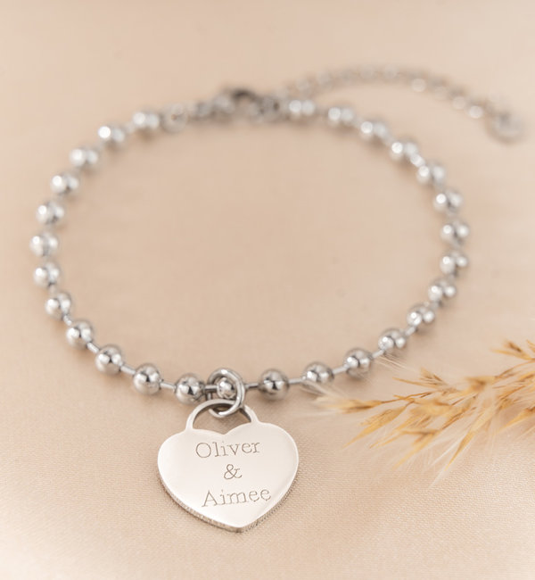 KAYA sieraden Armband met Naam 'Bolletjes' | Stainless Steel