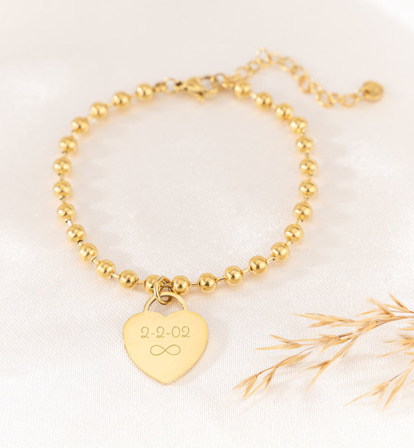 KAYA sieraden Bracelet with Name 'Bolletjes' | Stainless Steel