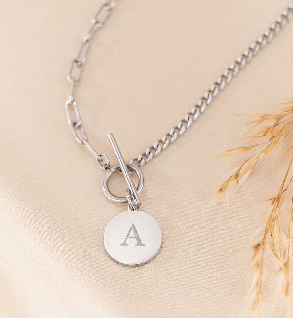 KAYA sieraden Gepersonaliseerde Schakelketting met Groot Slotje | Stainless Steel