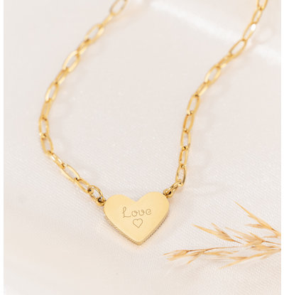 KAYA sieraden Ketting 'Hartje met Naam' | Stainless Steel