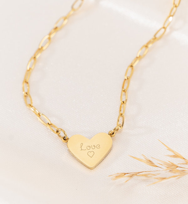 KAYA sieraden Link Necklace 'Heart with Name' | Stainless Steel