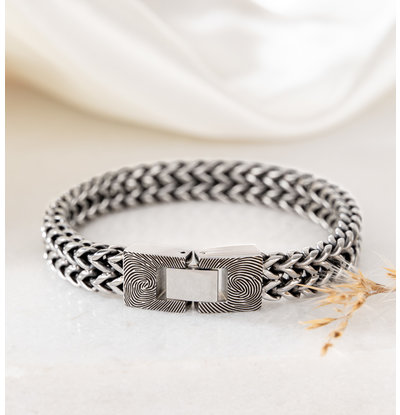 Gegraveerde sieraden Stainless Steel link bracelet with fingerprints
