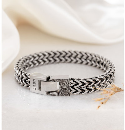 Gegraveerde sieraden Stainless Steel link bracelet with fingerprint and name
