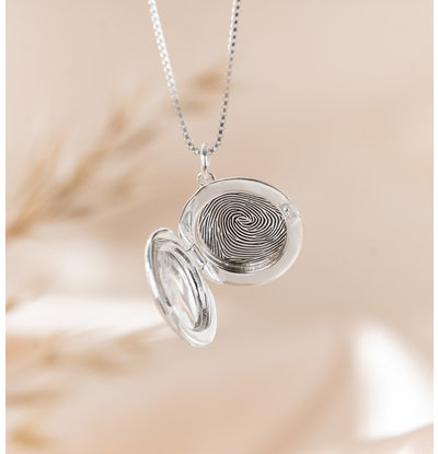 Gegraveerde sieraden Medaillon Vingerafdruk 'Rond'