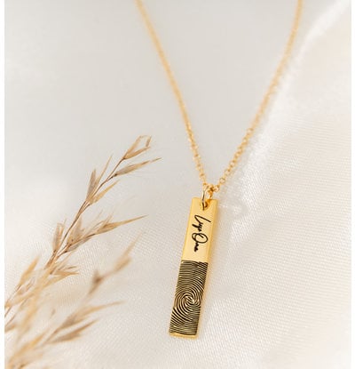 Gegraveerde sieraden Bar Ketting Vingerafdruk met Eigen Handschrift