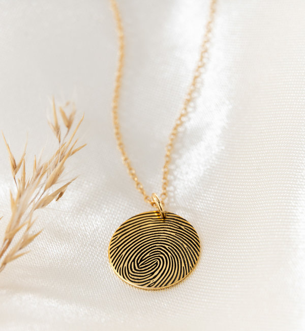 Gegraveerde sieraden Ketting met Vingerafdruk  Coin