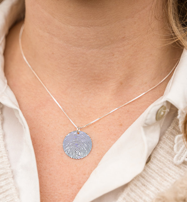 Gegraveerde sieraden Ketting met Vingerafdruk  Coin