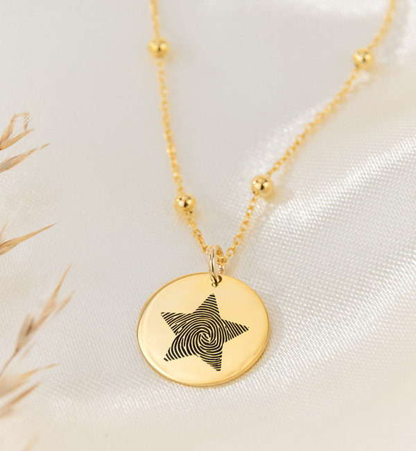 Gegraveerde sieraden Fingerprint Necklace 'Star'