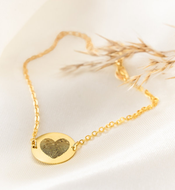 Gegraveerde sieraden Fingerprint Bracelet 'Heart'