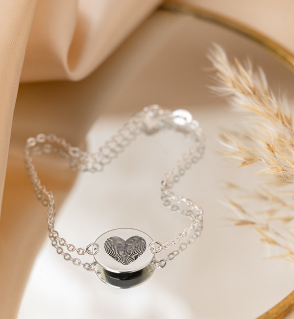 Gegraveerde sieraden Fingerprint Bracelet 'Heart'