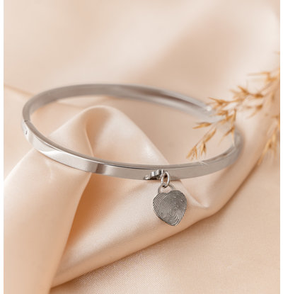 Gegraveerde sieraden Fingerprint Bangle Heart