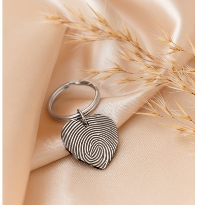 Gegraveerde sieraden Vingerafdruk Sleutelhanger Hartje