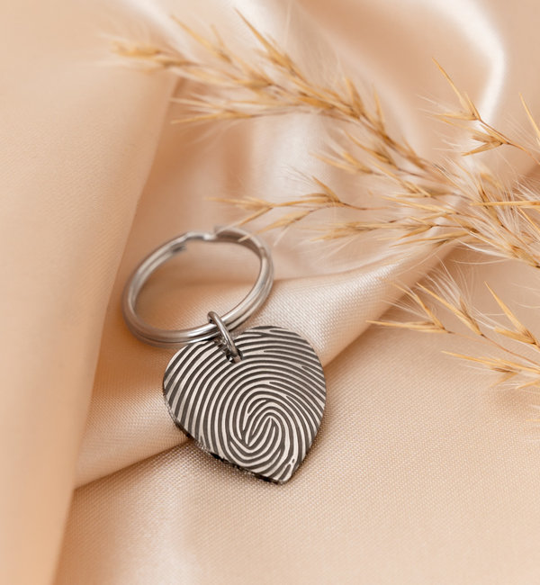 Gegraveerde sieraden Fingerprint Keychain Heart