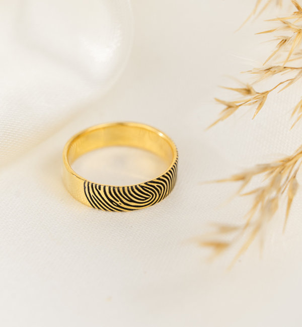 Gegraveerde sieraden Ring met Vingerafdruk - 5 mm