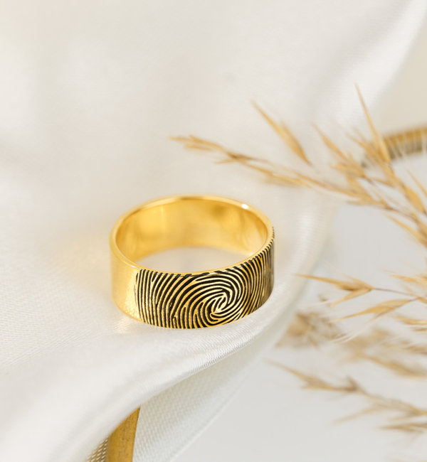 Gegraveerde sieraden Ring with Fingerprint - 7 mm