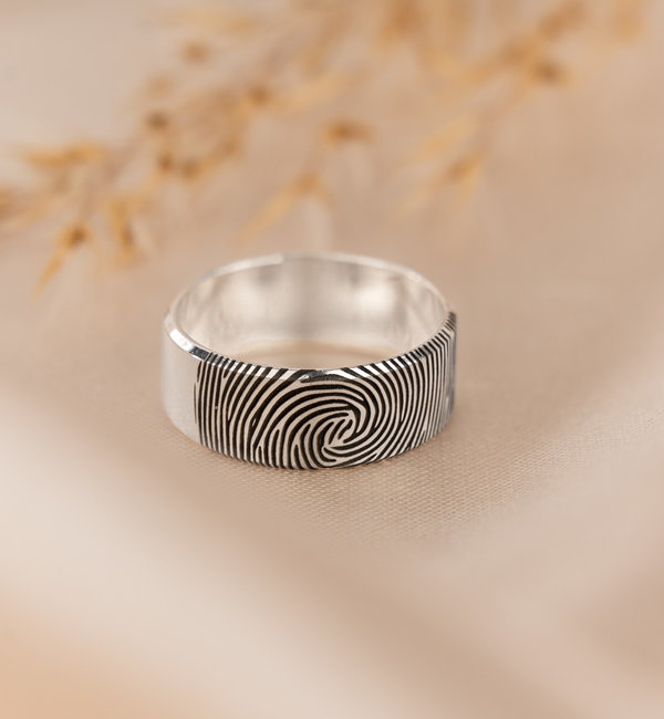 Gegraveerde sieraden Ring with Fingerprint - 7 mm